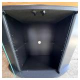 Corner TV Console - Black Finish with Glass Doors