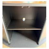 Corner TV Console - Black Finish with Glass Doors