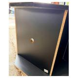 Corner TV Console - Black Finish with Glass Doors