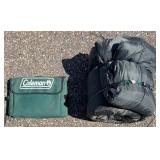 Coleman Sleeping Bag & Tote Bag - Gray Sleeping Bag, Green Tote