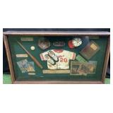 RARE GLASSED SHADOW BOX W/ HISTORY OF BASEBALL BABE RUTH 20" X 12" Vintage Repro