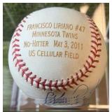 Francisco Liriano number 47 Minnesota Twins no hitter May 3, 2011 US Cellular Field Autographed and Inscribed NH  10/47!! w/COA