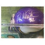 Ed White Autographed Mini Helmet #62 Minnesota Vikings & Autographed Card In Display