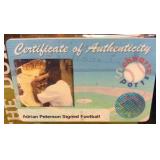 Adrian Peterson Autographed NFL AuthenticGame Ball Inscribed ROY 07 Minnesota Minnesota Vikings COA