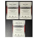 3-Card 2023 Topps Commemorative Patch Baseball Card Lot (Witt, Cabrera, Trout)
