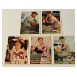 1957 Topps Milwaukee Braves 5 Card Vintage Baseball Lot