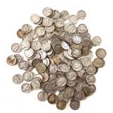 Large Group of Mercury Silver Dimes (1916-1945)