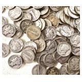 Large Group of Mercury Silver Dimes (1916-1945)