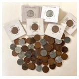 Group of Steel Pennies and Wheat Pennies