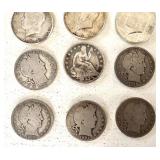Group of Silver Half Dollars (1853-1904) +(1964)