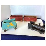 Charming Antique Wooden Folk Art Train