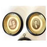 Pair of Small Antique Photo Portraits + Silhouette