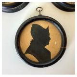 Pair of Small Antique Photo Portraits + Silhouette