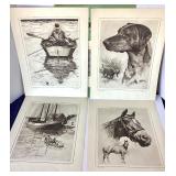 Group of Vintage Unframed Sporting Etchings