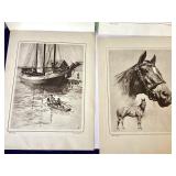 Group of Vintage Unframed Sporting Etchings