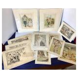 Group of Unframed Antique and Vintage Prints