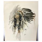 Group of 9 Unframed Harrison Fisher "Hiawatha" Bookplates + 6 George Washington Lithograph Bookplates