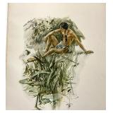 Group of 9 Unframed Harrison Fisher "Hiawatha" Bookplates + 6 George Washington Lithograph Bookplates