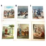 Group of 9 Unframed Harrison Fisher "Hiawatha" Bookplates + 6 George Washington Lithograph Bookplates
