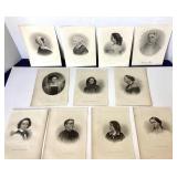 Group of Antique and Vintage Etchings and Engravings of Historic Men and Women