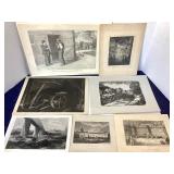 Large Group of Antique American and European Historical Engravings