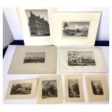 Group of 8 Antique European Etchings and Engravings