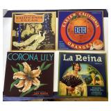 Group of New "Old Stock" Fruit Crate Labels