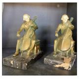 Classic Pair of Antique Cellist Bookends by John Ruhl for J.B. Hirst