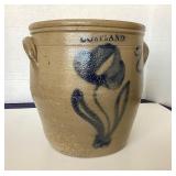 Antique Tulip Decorated Cortland Stoneware Crock