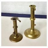Pair of Antique Brass Push Up Candlesticks
