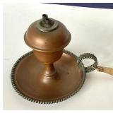 Small Antique Copper Chamberstick Fluid Lamp
