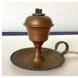 Small Antique Copper Chamberstick Fluid Lamp