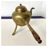 Antique Scandinavian Brass Footed Teapot