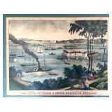 Antique Engraving:  "The Cove at Cork and Cork Harbor" (Ireland)
