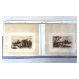 Pair of Vintage Louis Harlow Etchings