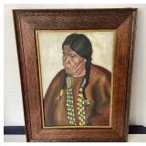 Oil on Board:: "Scalping Woman - Wife of Night Shots" (After Winold Reiss)