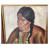 Oil on Board:: "Scalping Woman - Wife of Night Shots" (After Winold Reiss)