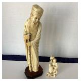 Pair of Vintage Asian Bone Ivory Carvings