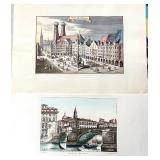 Group of 4 European Hand Colored Engravings