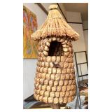 Folk Art Rye Straw Basketry Bird House