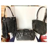 Group of 3 Black Leather Bags