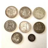 Group of 8 Vintage Mexican Silver Coins