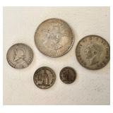 Group of Vintage Foreign Silver Coins
