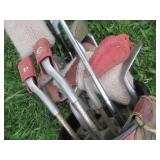 Vintage Golf bag and assorted Golf ...