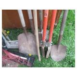 Roof rakes, shovels and post hole d...