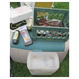 Plastic milk crate containing vinta...