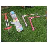 Snow board, pogo stick and 2-metal ...