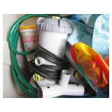 Covered Tote full of pool maintenan...