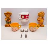 Campbell’s Soup Collectibles Lot – Chalkware Kids, Spoons & Vintage Dolly Dingle Mugs