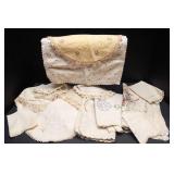 Lot of 11 Vintage Embroidered Linens – Hankies, Table Coverings & More